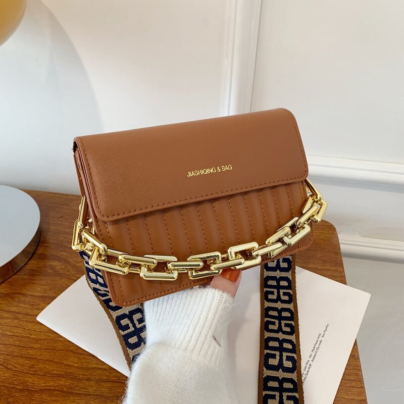 

Quilted Flap Satchel Bag, Brown