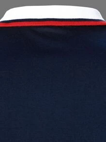 Manfinity Homme Men Striped Trim Polo Shirt - Navy Blue - View 4