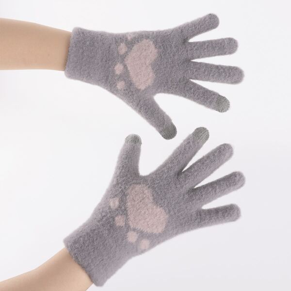 

Heart Paw Print Gloves, Multicolor