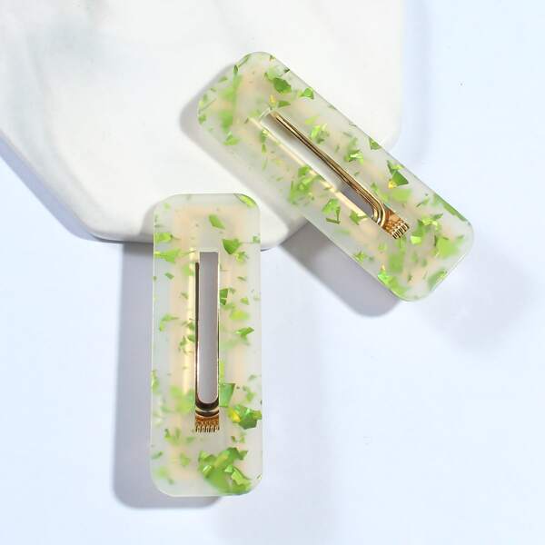 

2pcs Geometric Hair Clip, Multicolor