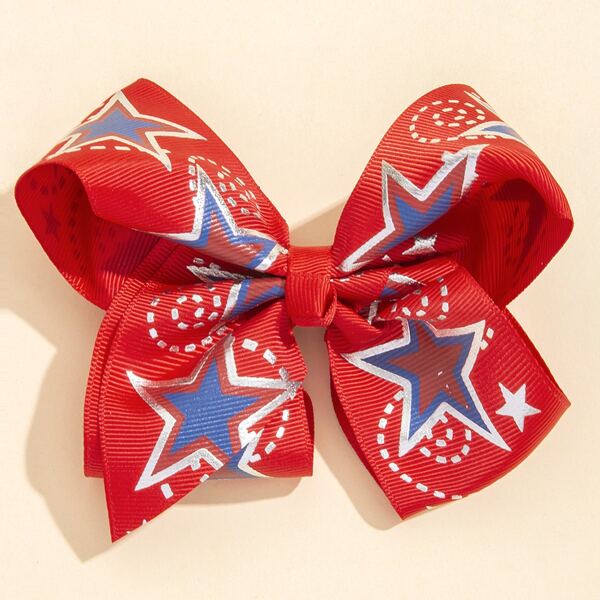 

Star Print Bow Knot Hair Clip, Multicolor