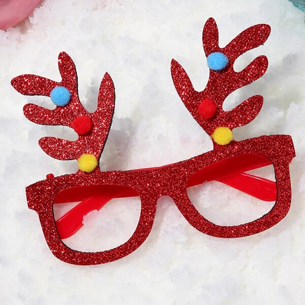 

Christmas Antlers Decor Glasses Frame, Red