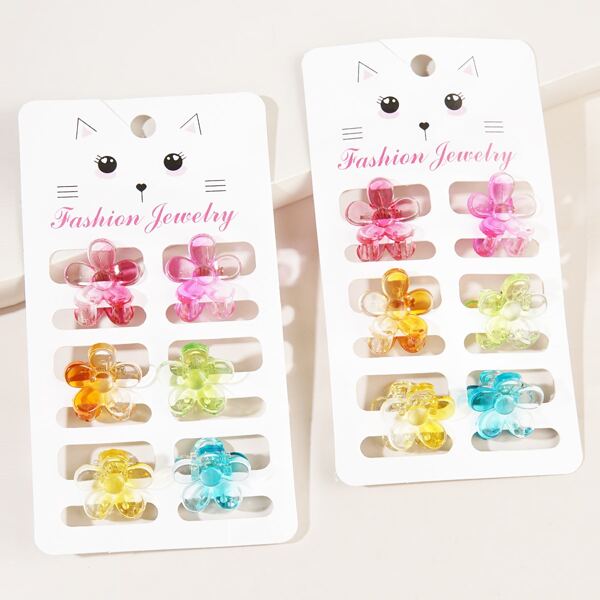 

12pcs Flower Decor Hair Claw, Multicolor