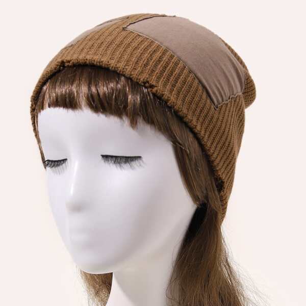 

Patch Knit Hat, Khaki