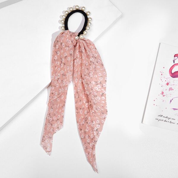

Flower Print Hair Tie, Dusty pink