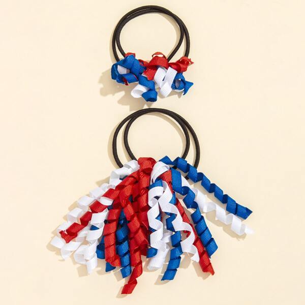 

2pcs Color Block Hair Tie, Multicolor
