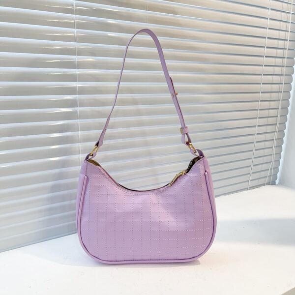 

Minimalist Textured Baguette Bag, Purple