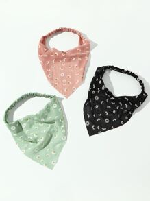 3 件套花朵印花发带波西米亚风头带头巾头带吸汗带，发带秋冬发饰女士度假装女士