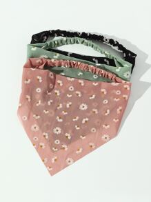 3 件套花朵印花发带波西米亚风头带头巾头带吸汗带，发带秋冬发饰女士度假装女士