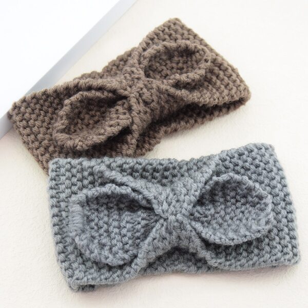 

2pcs Solid Knitted Hair Band, Multicolor