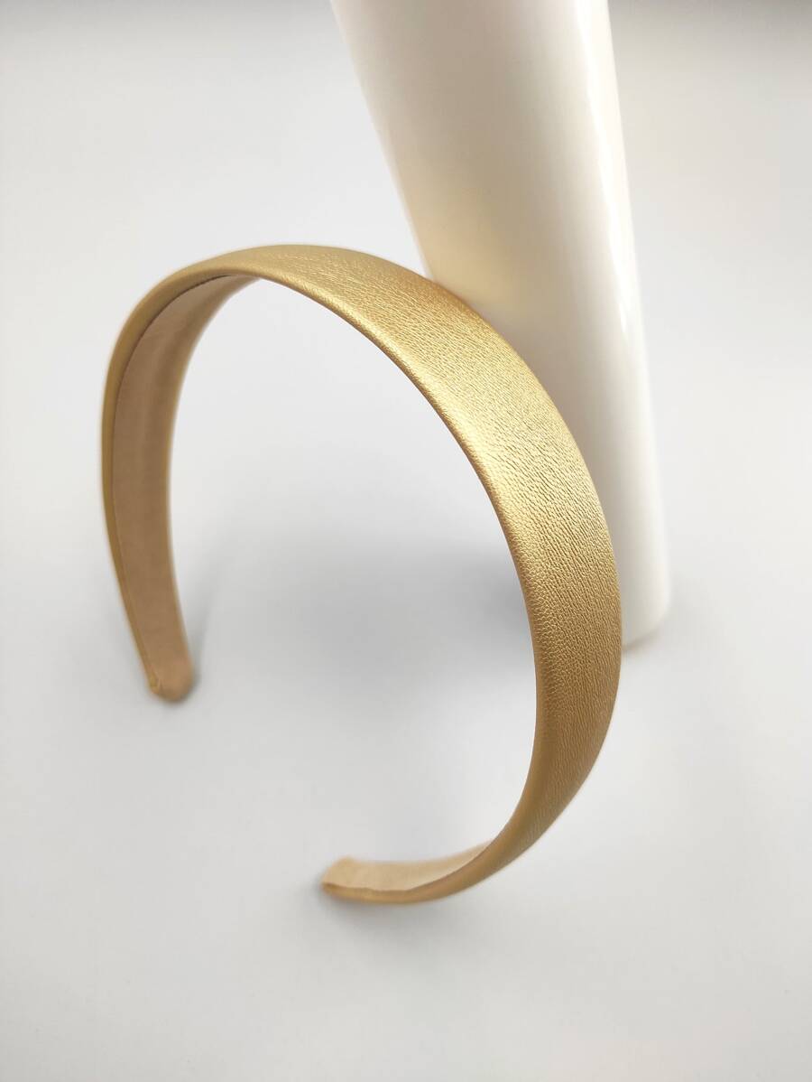 1pc Bagged 2.5cm Pu Leather Fabric Headband For Women,Hairband,Hair Hoop,Hair Accessories Headbands ,Makeup Headband Head Accessories - Gold - View 1