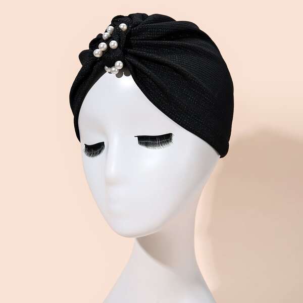 

Faux Pearl Decor Head Wrap, Black