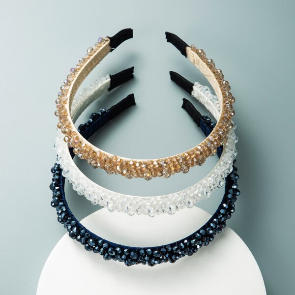 

3pcs Crystal Beaded Headband, Multicolor