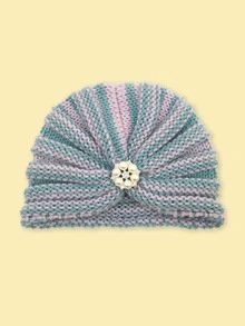 嬰兒針織頭巾帽 - 彩色 - 查看 1