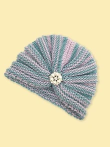 嬰兒針織頭巾帽 - 彩色 - 查看 2