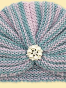 嬰兒針織頭巾帽 - 彩色 - 查看 3