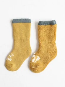 3pairs Baby Plant Print Socks - Multicolor - View 3