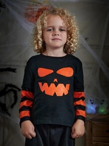 SHEIN Bộ thời trang bé trai Dây kéo Lễ Các Thánh Giải trí - màu đen - Xem 5