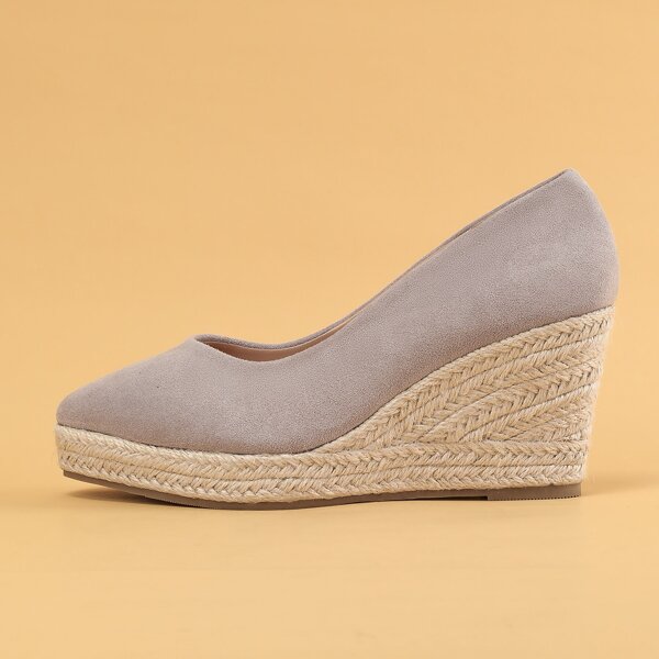 

Minimalist Suede Wedge Court Shoes, Grey