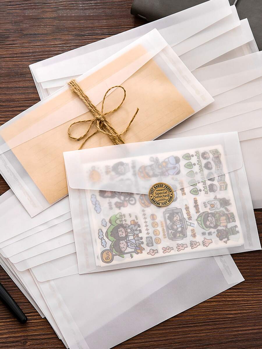 8入組素色信封套裝 - 白色 - 查看 1