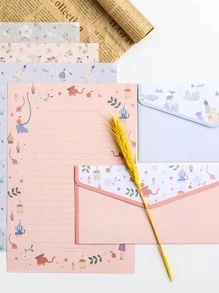 9入組植物樣式隨機信封和信紙套裝 - 彩色 - 查看 2