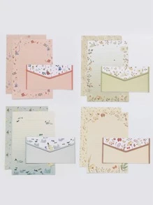 9入組植物樣式隨機信封和信紙套裝 - 彩色 - 查看 4