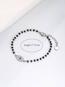 Crystal & Eye Decor Beaded Bracelet - Silver - View 2