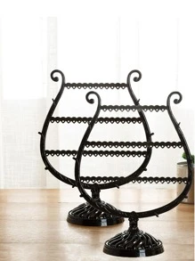 1pc Glass Shaped Jewelry Storage Rack, Black Jewelry Organizer For Home - Black - View 4