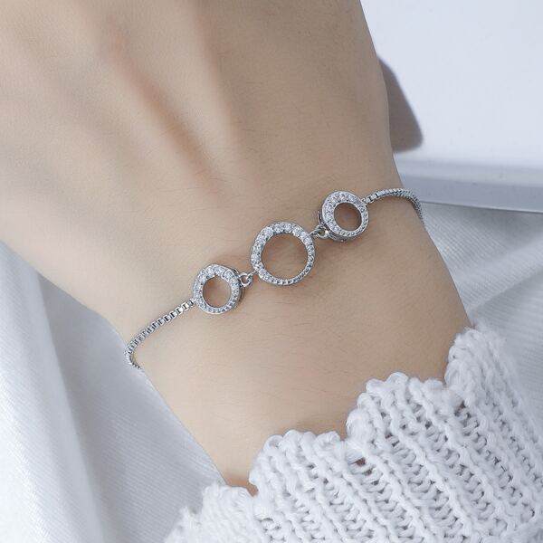 

Zircon Decor Bracelet, Silver