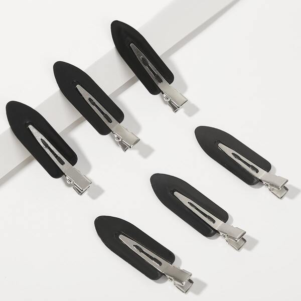 

6pcs Leaf Shaped Salon Hair Clip, Black