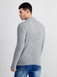 Manfinity 男士1/4拉鍊套頭毛衣 - 淺灰色 - 查看 2