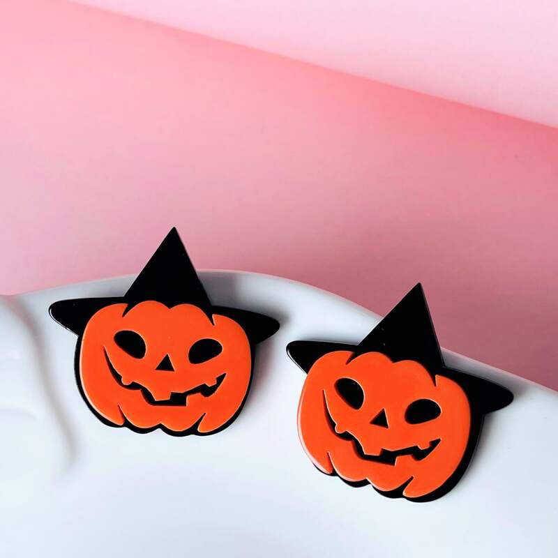 

Halloween Pumpkin Stud Earrings, Orange