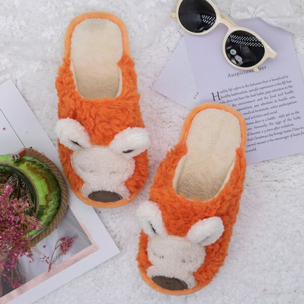 

Cartoon Decor Fluffy Slippers, Orange