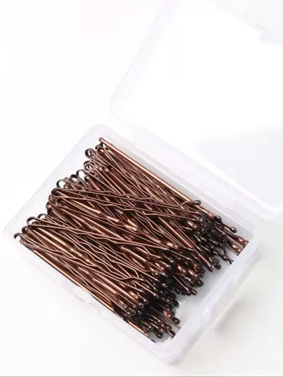 Bobby Pins, 100pcs Brown Hair Pin Hairpins With Box For Women Lady Girls Kids Hair Pin Invisible Wave Hairgrip Barrette Hairclip Bulk Hair Accessories (Brown, 2.2 Inch) ,Hair Rollers,Heatless Curls,Hair Curler,Hair Products And Accessories For Barber Salon Beauty Travel Essentials