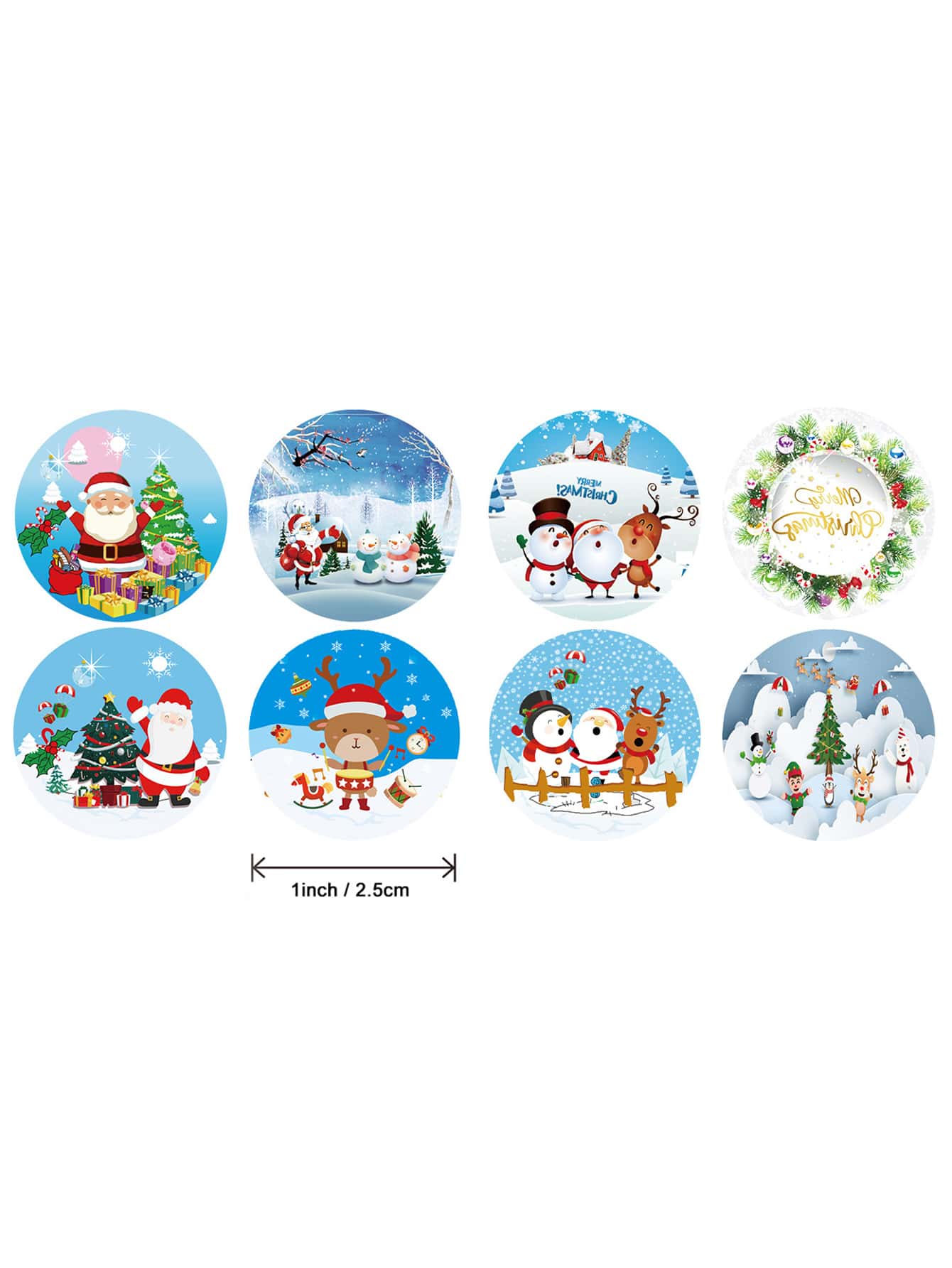 1 rollo Pegatina Navidad con estampado de dibujos animados - Multicolor - Ver 3