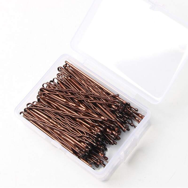 

100pcs Simple Bobby Pin, Coffee brown