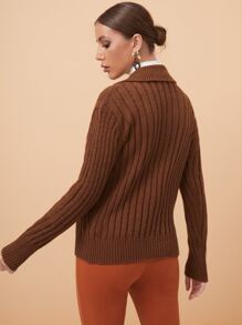 SHEIN Button Front Ribbed Knit Cardigan
