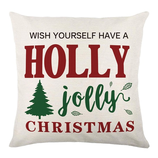 

Christmas Slogan Graphic Cushion Cover Without Filler, Multicolor