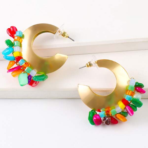 

Cube Bead Decor Earrings, Multicolor