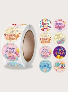 1roll Birthday Slogan Graphic Sticker,Christmas - Multicolor - View 1