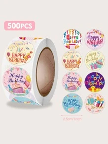 1roll Birthday Slogan Graphic Sticker,Christmas - Multicolor - View 6