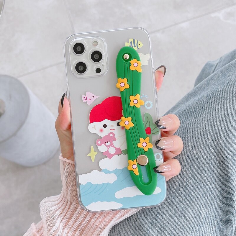

Cartoon Graphic Phone Case With Push-pull Hand Holder, Multicolor