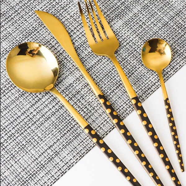 

4pcs Polka Dot Pattern Cutlery Set, Multicolor