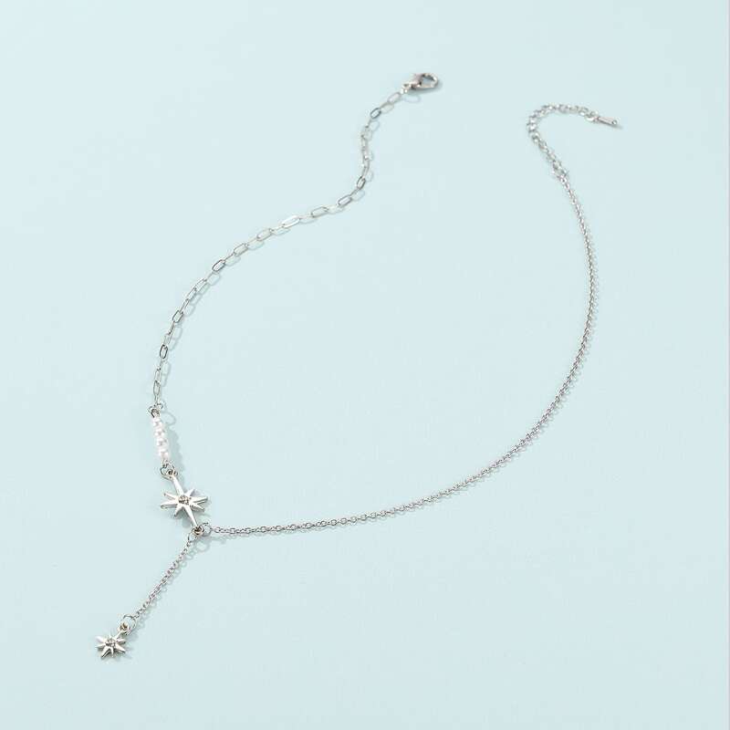 

Star Decor Chain Necklace, Silver