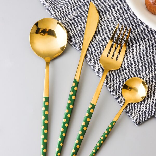 

4pcs Polka Dot Pattern Cutlery Set, Multicolor