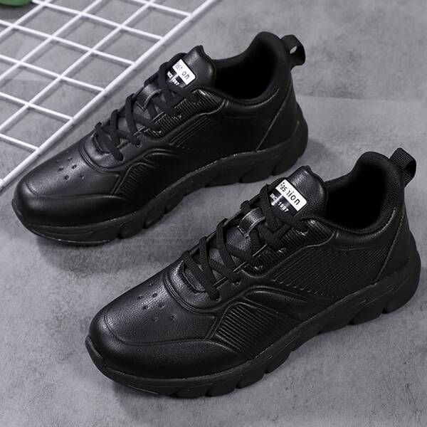 

Minimalist Lace Up Front Sports Shoes, Black