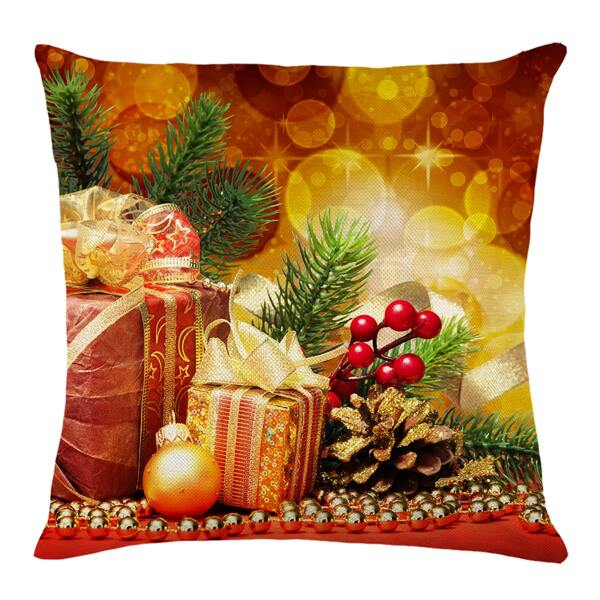 

Christmas Gift Print Cushion Cover Without Filler, Multicolor