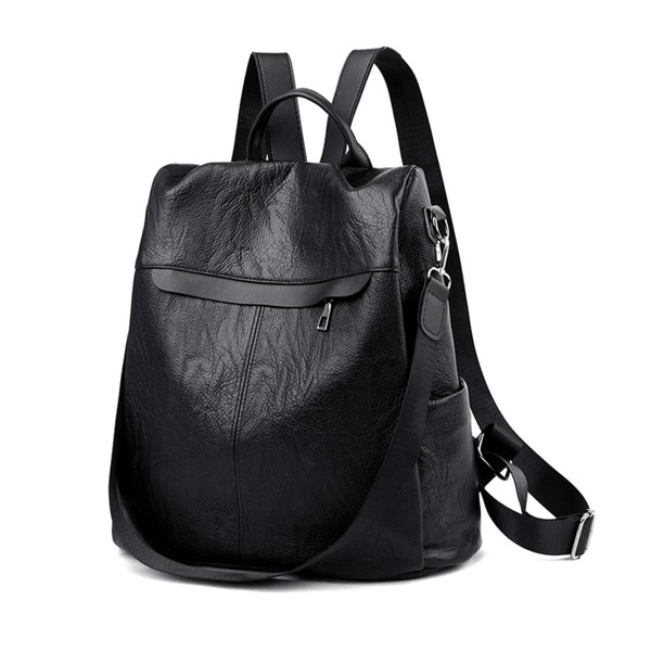 

Zip Front Textured Classic Backpack, Black
