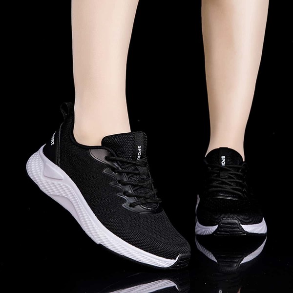 

Minimalist Lace Up Front Sports Shoes, Black