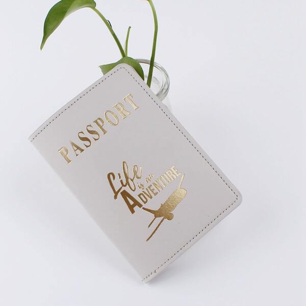 

Letter Graphic Passport Case, Light grey